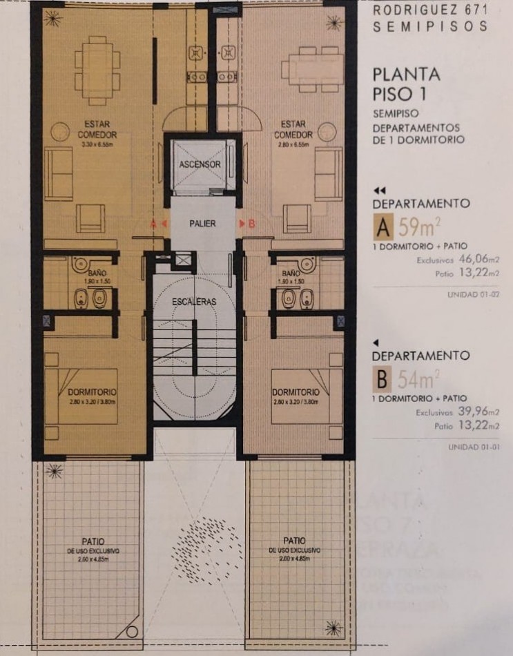 VENTA-RODRIGUEZ 600-DPTO 1 DORMITORIO-PATIO-A ESTRENAR